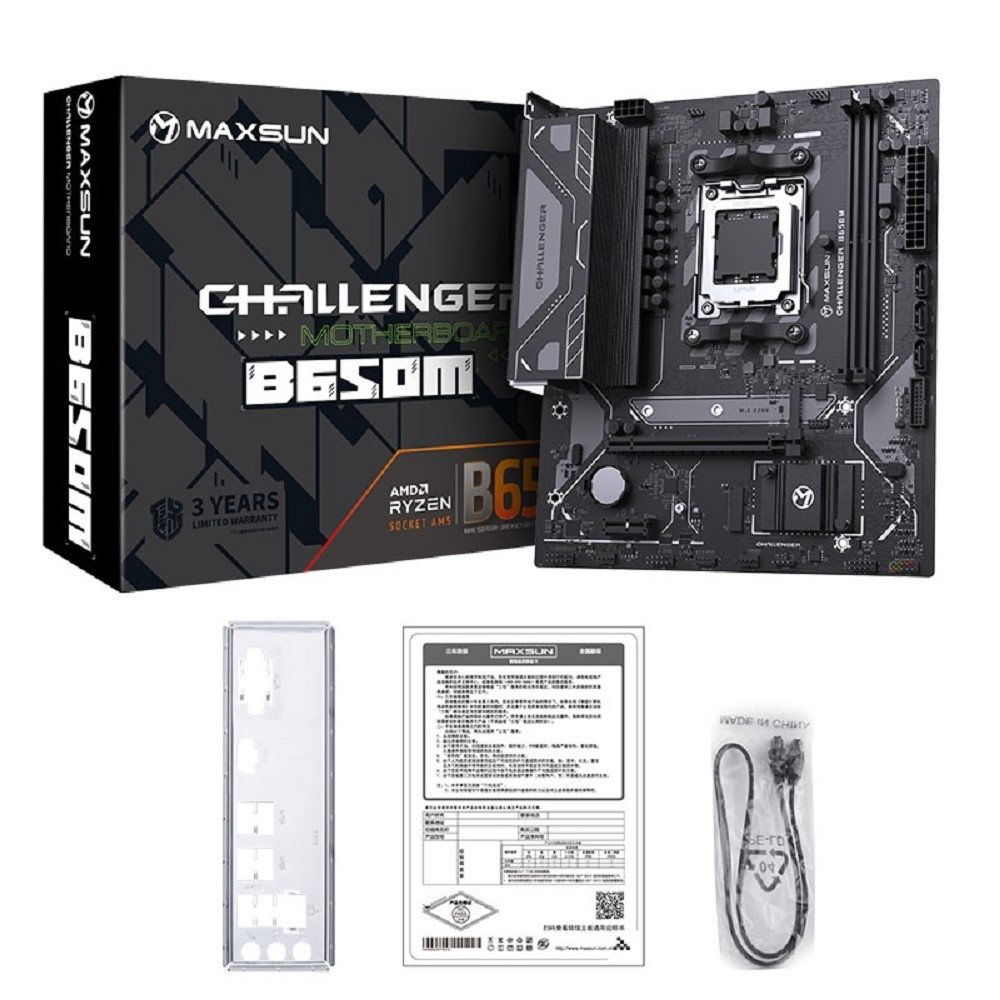 Материнская плата Maxsun MS-Challenger B650M V2, AM5, AMD B650, 2xDDR5, 3xSATA, 1xM.2, 1xPCIe 4.0 x16, 1xPCIe 3.0 x1, 1xDP, 1xHDMI, 1xRJ45, 4xUSB-A 5Gbps, 2xUSB-A 2.0, 3x3.5 мм, 5.1, mATX