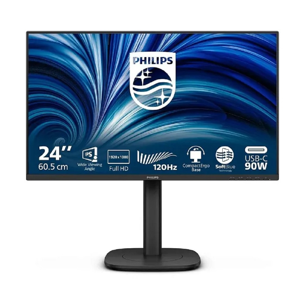 LCD PHILIPS 23.8" 24B2U3301 {IPS 1920x1080 120Hz 4ms 300cd HDMI DisplayPort 4xUSB USB-C(90W) RJ-45 2x2W Tilt Swiv HAS Pivot Internal Vesa}