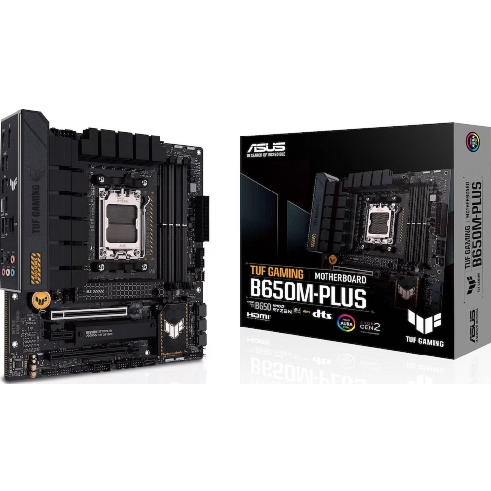 Материнская плата Asus - TUF GAMING B650M-PLUS, mATX, AMD B650, 1xAM5, 4xDDR5 до 128ГБ, 1x2.5GbE, audio, M.2, HDMI, DP, 4xSATA, 4xUSB2.0, 3xUSB3.2, 1xUSB3.2 Type C, TUF GAMING B650M-PLUS