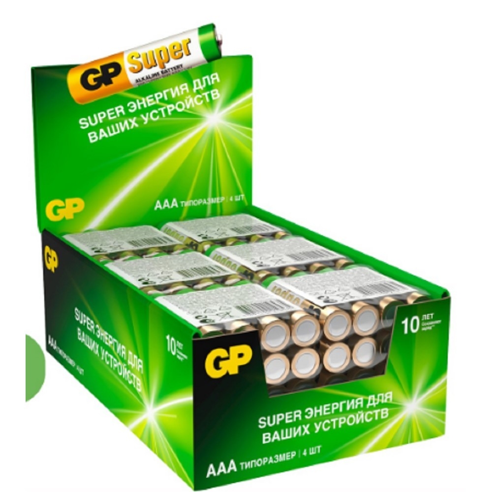 GP Super AAA/LR03/24A 24ARS-2SB4/24AA21RA-2CRS4 Super Alkaline G-Tech (96 шт. в уп-ке) (GPPCA24AS532)