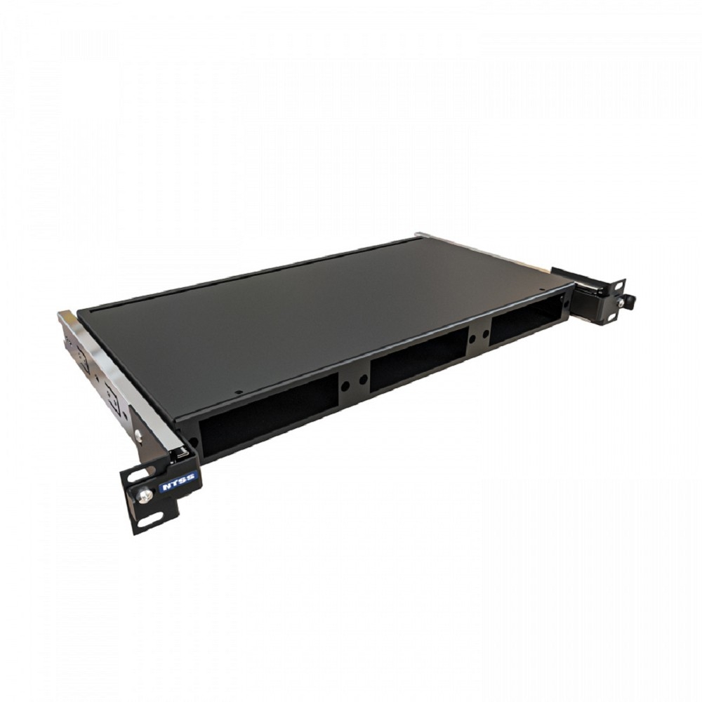 NTSS Кросс NTSS оптический выдвижной 19'' укомплектованный 1U, 24 порта FC/APC, 9/125 мкм (планки, сплайс-кассета, пигтейлы, КДЗС, адаптеры) черный RAL 9005 NTSS-RsFOB-1U-24-FC/A-9-SP1.5G2AY-BL