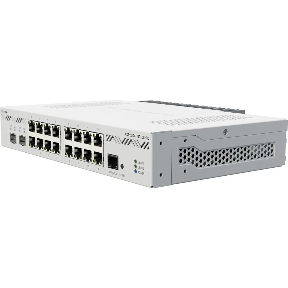 MikroTik CCR2004-16G-2S+PC Маршрутизатор проводной, 16*1Gbit RJ45, 2*10Gbit SFP+
