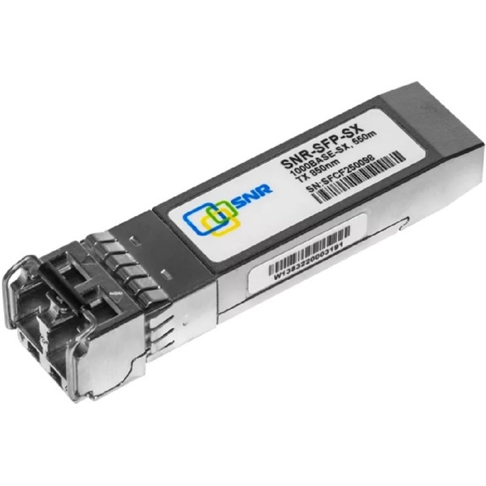 SNR SNR-SFP-SX Двухволоконный модуль , SFP 1000Base-SX, разъем LC, рабочая длина волны 850нм, дальность до 550м (7.5dB), с поддержкой функции DDM