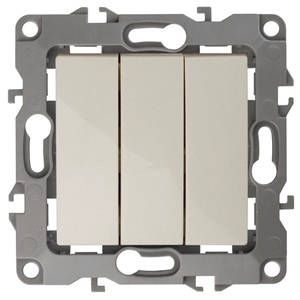 Эра Б0014670 12-1107-02 Выключатель тройной, 10АХ-250В, Эра12, слоновая кость
