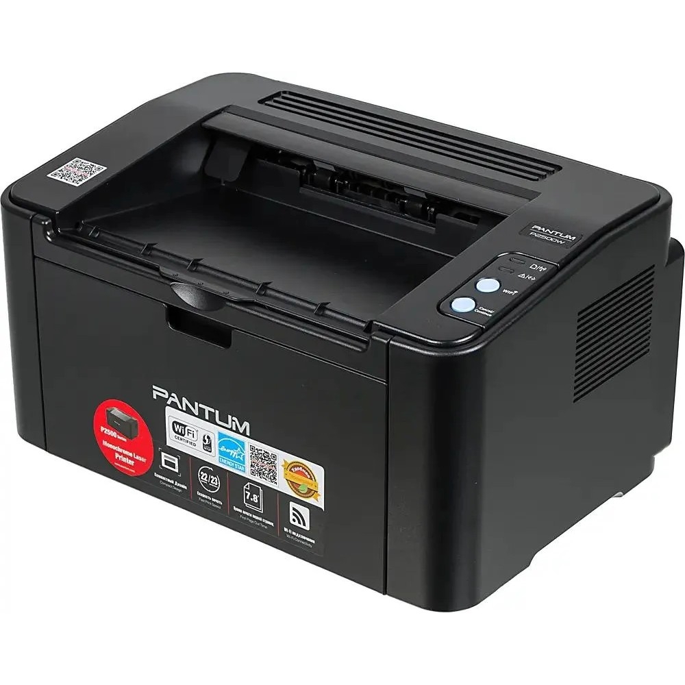 P2500W - Pantum P2500W Принтер, Mono Laser, A4, 22стр/мин, 1200x1200 dpi, 128MB RAM, лоток 150 листов, USB, RJ45, Wi-Fi, черный корпус