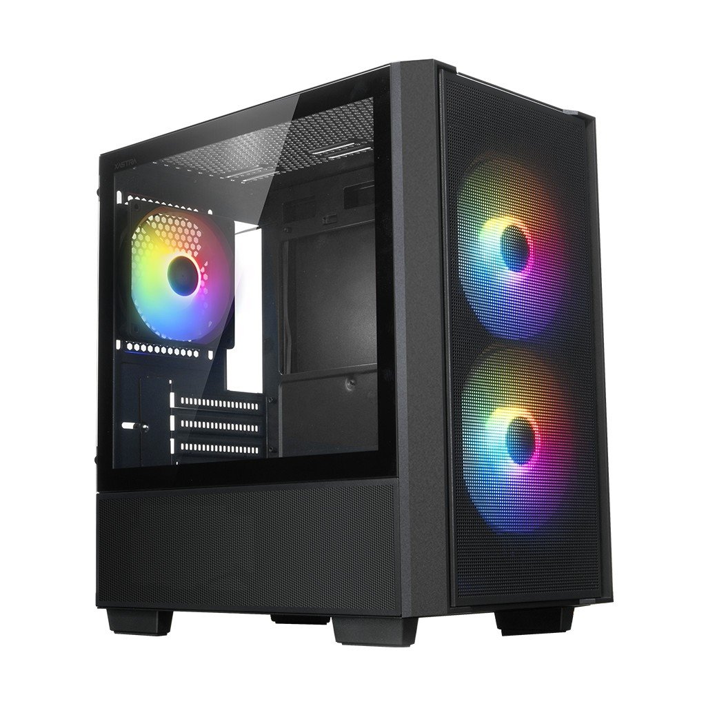 XASTRA Корпус  A400M 3FRGB Black mATX/Mesh /Screwless TG+Mesh/2x140mm+1x120mm FC FRGB fans/ A400M-2FC14F-1FC12F