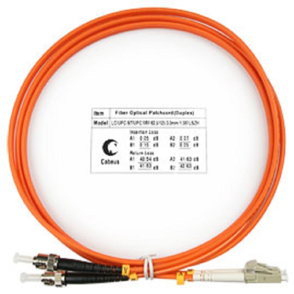 Оптический патч-корд duplex LC-ST 62,5/125 MM Cabeus FOP-62-LC-ST-1,5m 1.5 метра оранжевый LSZH