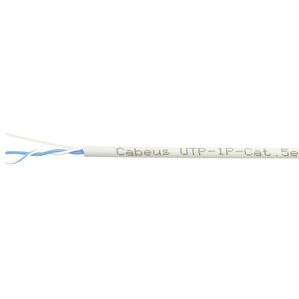Cabeus UTP-1P-Cat.5e-SOLID-LSZH-GY-500 Кабель витая пара (UTP), категория 5e, 1 пара (24 AWG), одножильный (solid), LSZH нг(А)-HF, серый (500 м) 500м