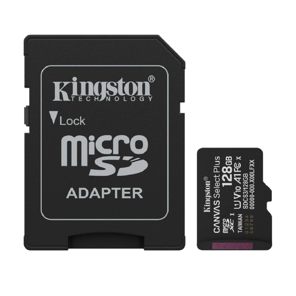 Micro SecureDigital 128GB Kingston  Canvas Select Plus Gen3 150MB/s A1, с адаптером [SDCS3/128GB]
