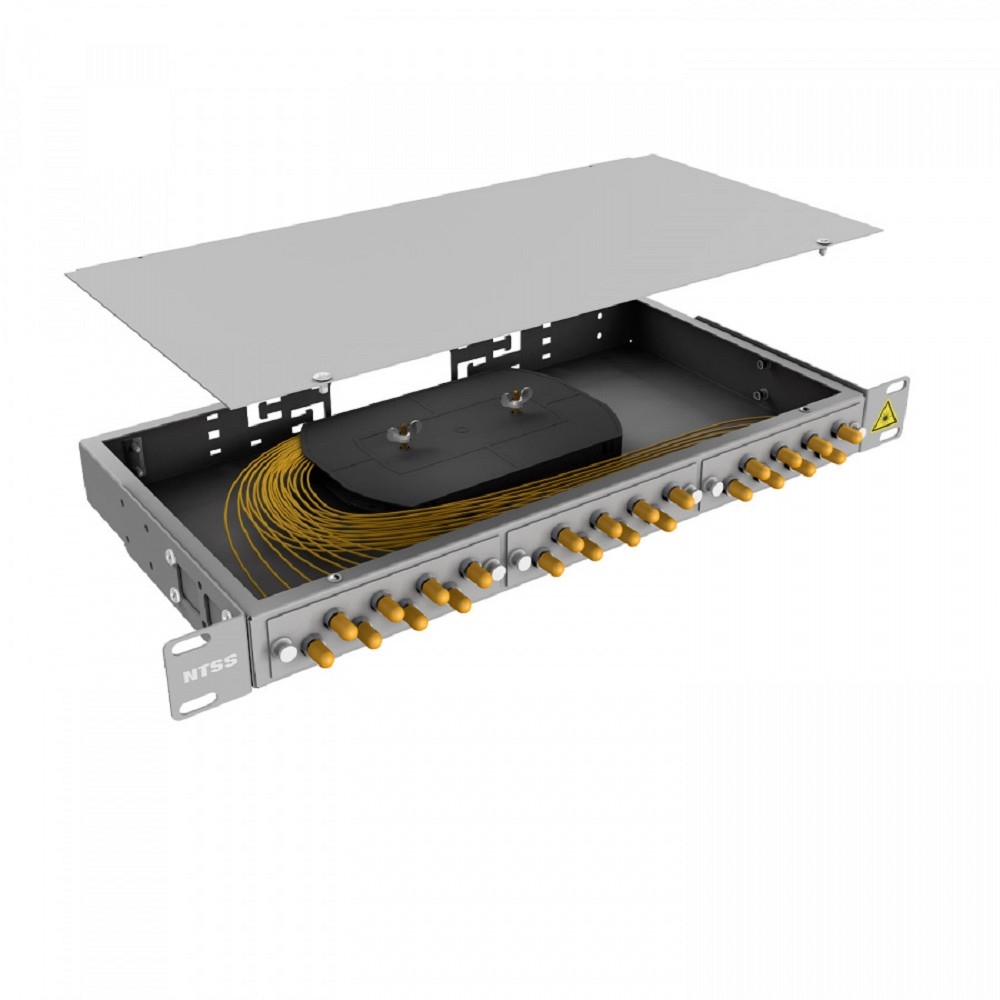 NTSS Кросс 19" NTSS PREMIUM, предсобранный 1U, 24 порта ST/UPC, 9/125 мкм, (сплайс, пигтейлы, кдзс, планки, адаптеры) NTSS-RFOB-PM-1U-24-ST/U-9-SP1.5G2A