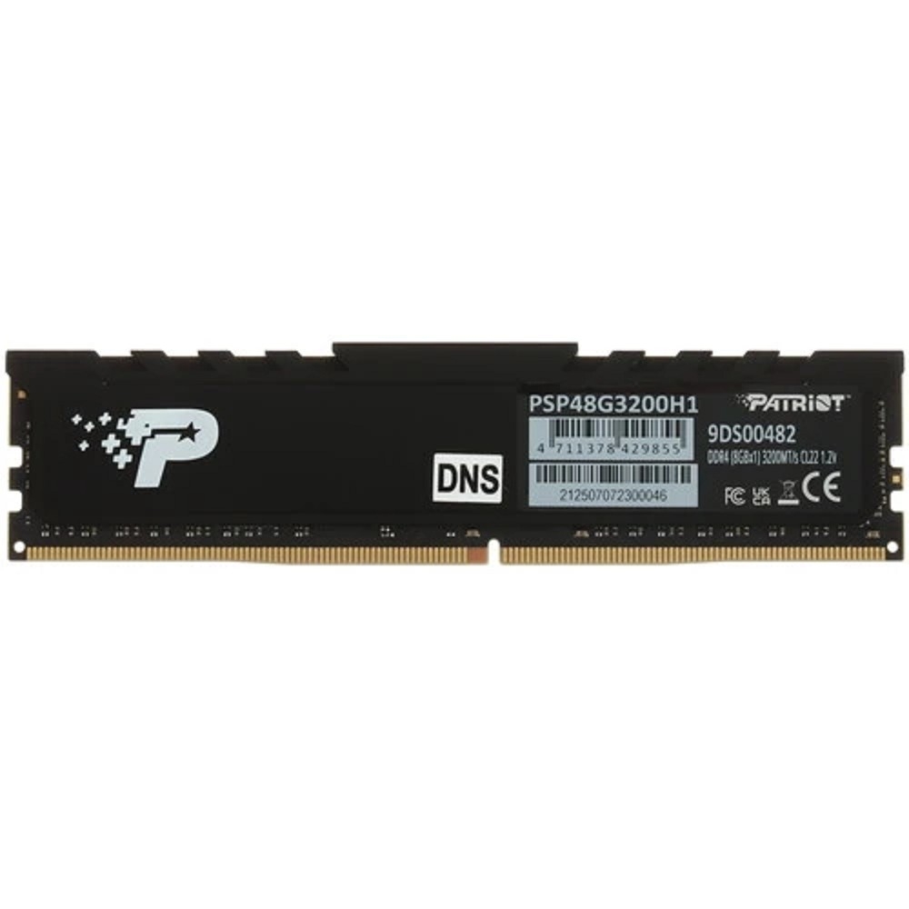 Patriot DDR4 8GB 3200MHz Patriot PSP48G3200H1 Signature Premium RTL PC4-25600 CL22 DIMM 288-pin 1.2В single rank с радиатором Ret