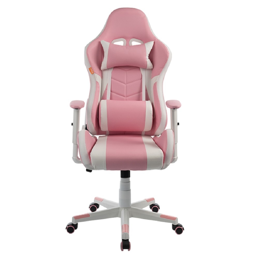 Кресло игровое Filum FL-CH-G-030 крестовина из металла, спинка/сиденье экокожа, газлифт 100мм, колеса пластик с розовой окантовкой, подушка для ш (1113085)