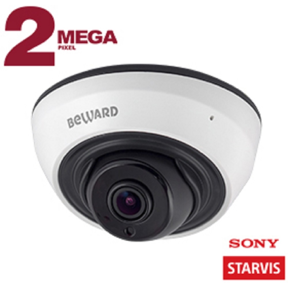 2 Мп, 1/2.8'' КМОП Sony Starvis, 0.002 лк (день)/0.001 лк (ночь), 2xWDR до 140 дБ, 3 потока H.265/Н.264 HP/MP/BP, MJPEG, 30к/с, объектив 2.8 / 3.6 мм (на выбор), электромеханический ИК-фильтр, ИК-подсветка (до 20м), PoE, microSDXC (до 256 ГБ), встроенная видеоаналитика, SIP