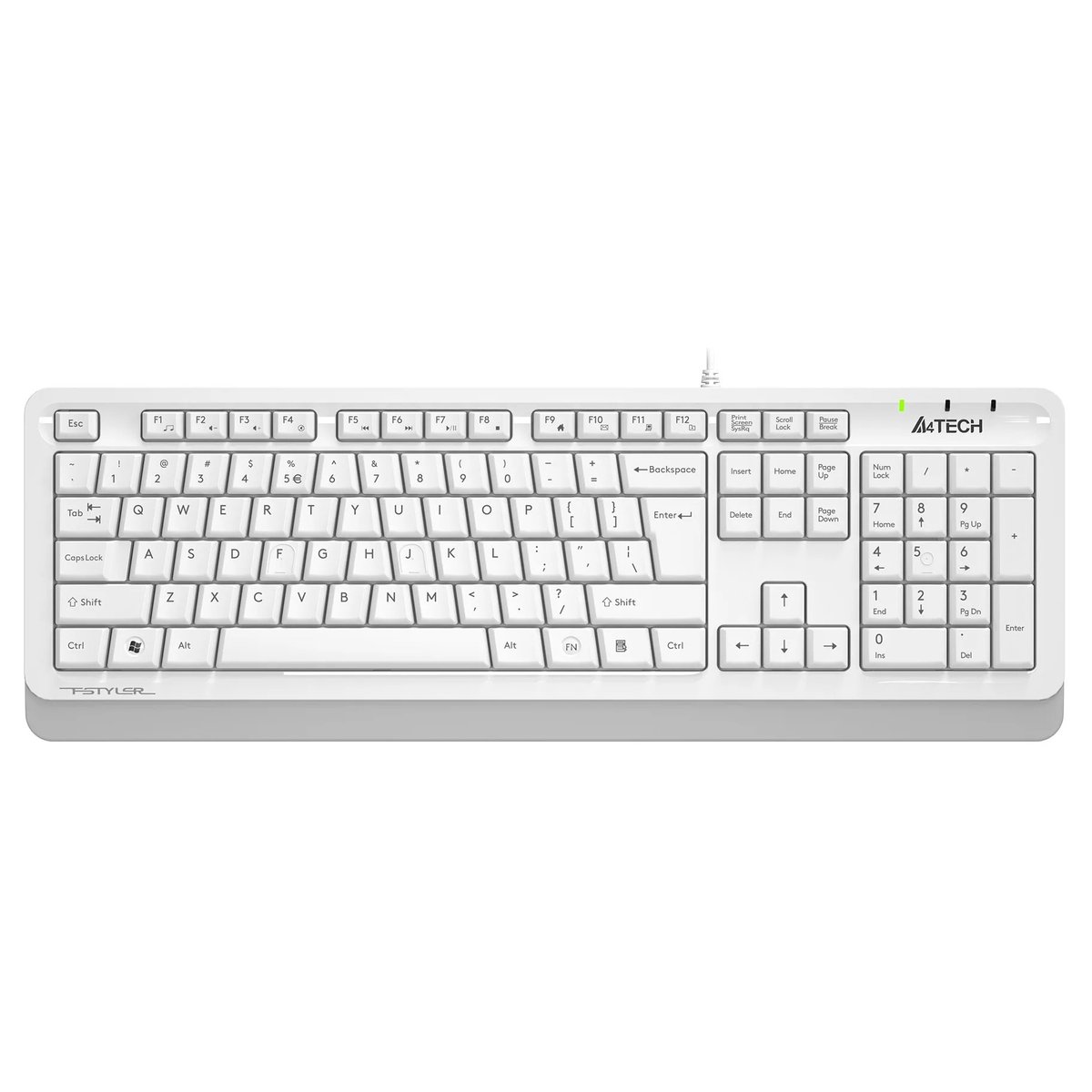 Клавиатура A4Tech FKS10 белый/серый USB (подставка для запястий) (FKS10 WHITE) кабель 1.5м
