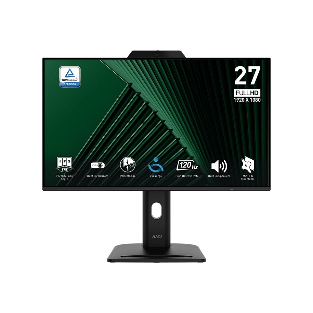 MSI PRO 27" MP272PMG {IPS 1920x1080 120Hz 4ms 1500:1 300cd D-Sub HDMI DisplayPort 2xUSB Webcam Speaker HAS Pivot VESA}