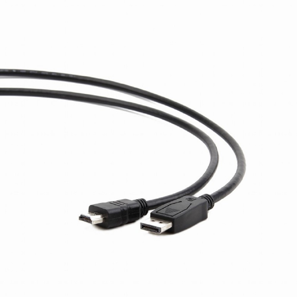 Bion Кабель DisplayPort - HDMI, 20M/19M, однонаправленный конвертор сигнала с DisplayPort в HDMI, 4K@30Hz, экран, 1.8 м, черный [BXP-CC-DP-HDMI-018]