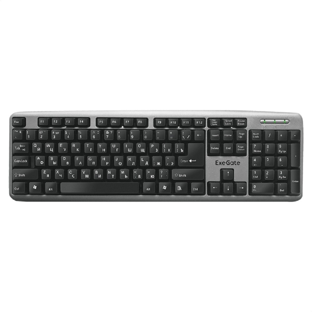 Exegate EX264086RUS Клавиатура Exegate LY-401, <USB, серебристый корпус, 104кл, Enter большой> Color box
