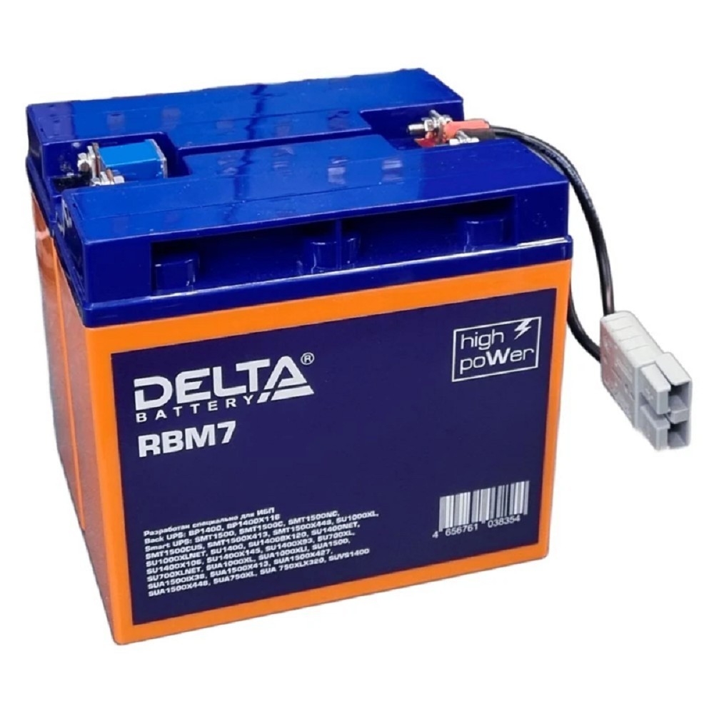 Батарейный модуль Delta RBM7 24В/19Ач (аналог APC RBC7, совместимость: SU1000/SU1250/SU1400/SU700/DLA1500/SUA750/SUA1000/SUA1500/SUVS1400/BP1400/SUVS1400, ДхШхВ: 182x152x173мм, срок службы: 8 лет, Гарантия: 2г, вес: 12,4кг) (RBM7)