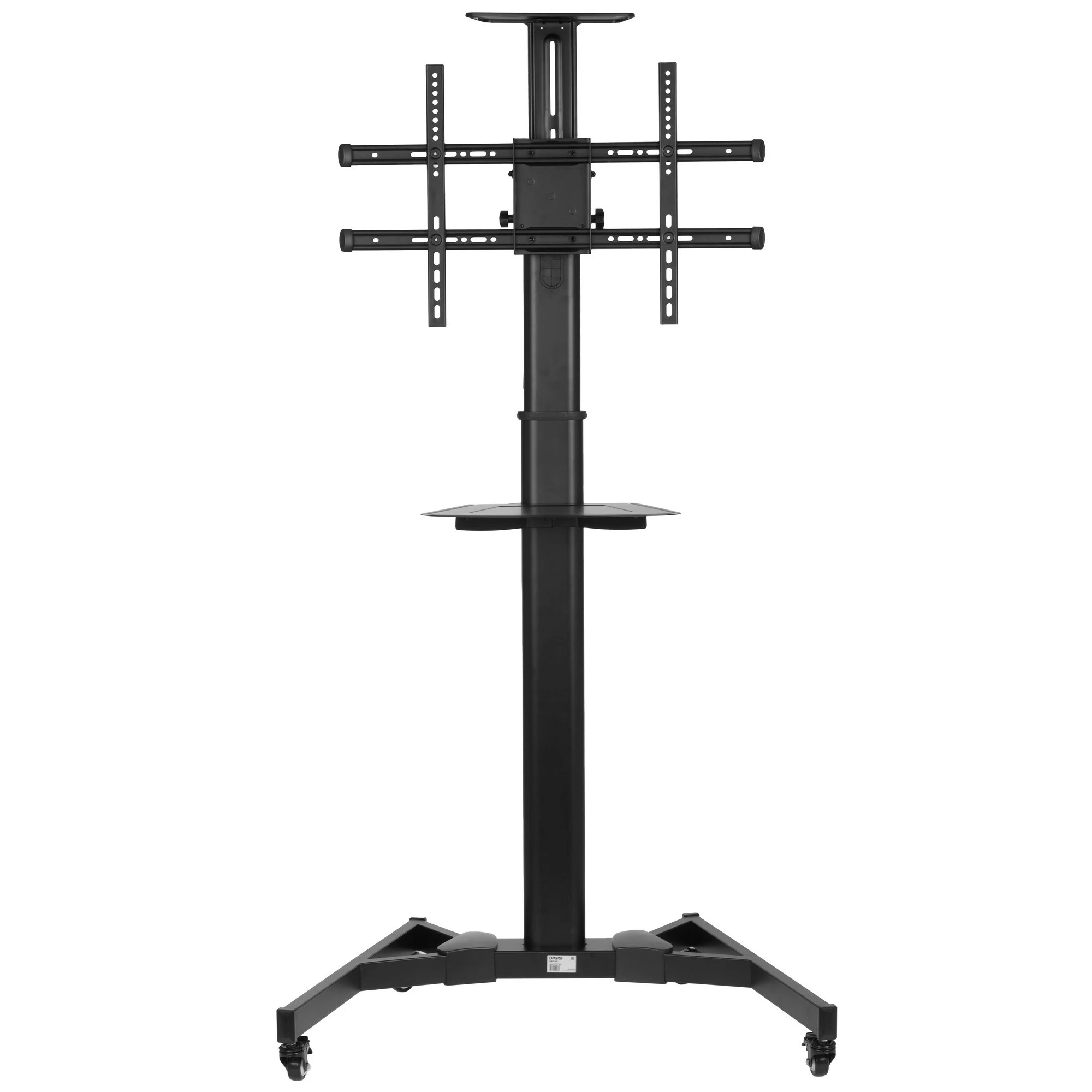 Стойка Digis DSM-P164C мобильная для ТВ 37"-70" до 50 кг, VESA до 600x400мм, наклон -10°/+10°, регулировка высоты ТВ, полки для камеры и источников, поворот в портретное положение (90°)