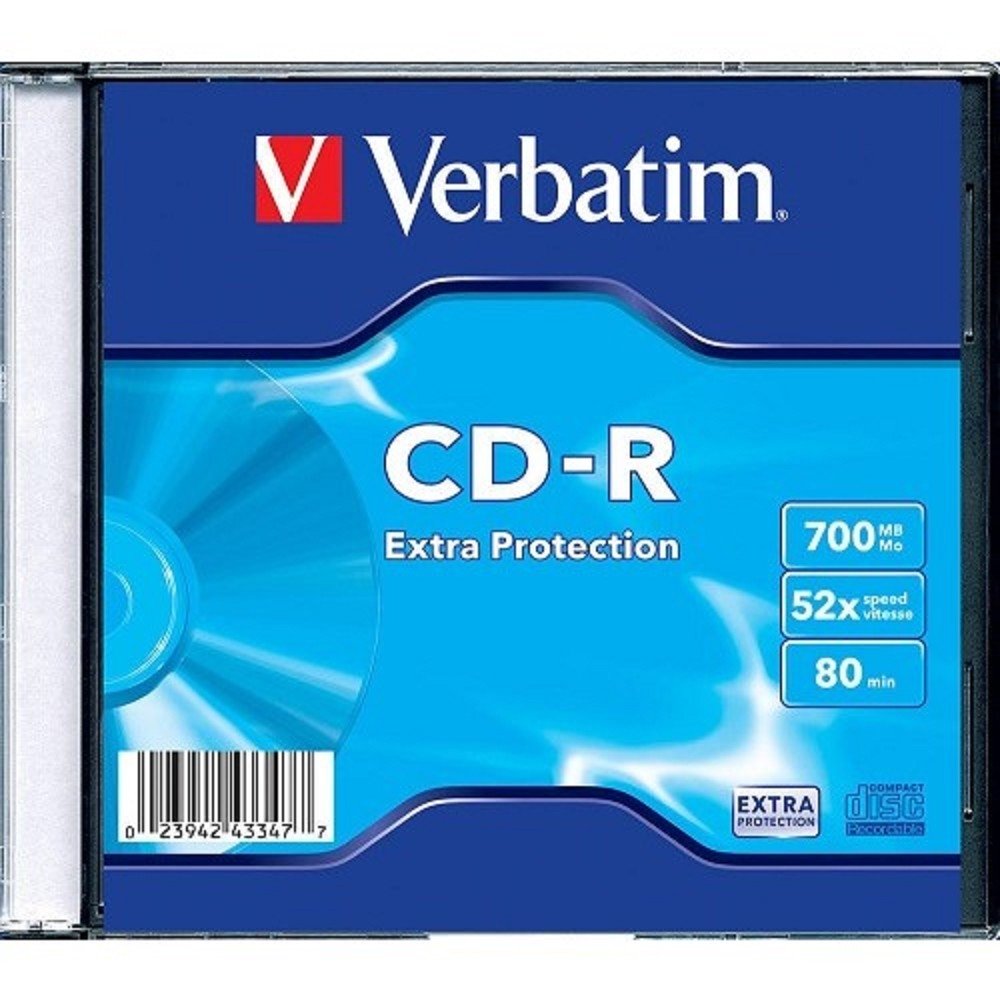 Verbatim Диски CD-R 700Mb 80 min 48-х/52-х (Slim case)[43347] (отпускать по штучно)