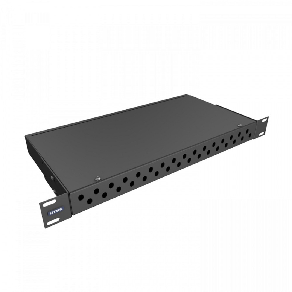 NTSS Кросс NTSS оптический 19'' укомплектованный 1U, 32 порта FC/UPC, 50/125 мкм (сплошная панель, сплайс-кассета, пигтейлы, КДЗС, адаптеры) черный RAL 9005 NTSS-RFOB-1U-32-FC/U-50-SP1.5G0AY-BL