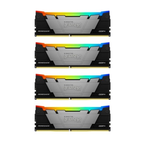 Оперативная память Kingston Fury Renegade RGB, DDR4, 64Gb (4x16Gb), 3200MHz, CL16, DIMM, с радиаторами, RGB, серый/черный
