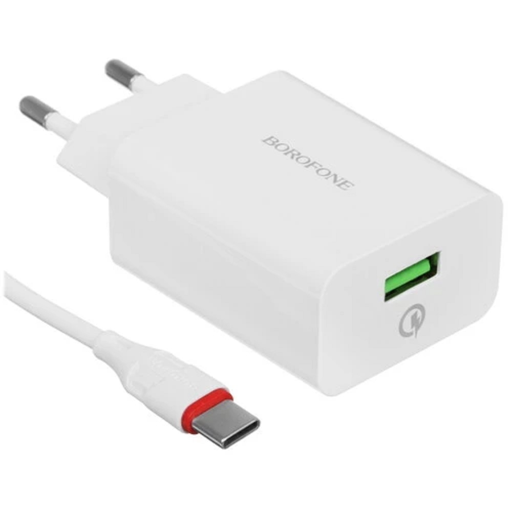 Зарядное устройство BOROFONE B-02487, 18 Вт, 1×USB-A, QC 3.0, белое