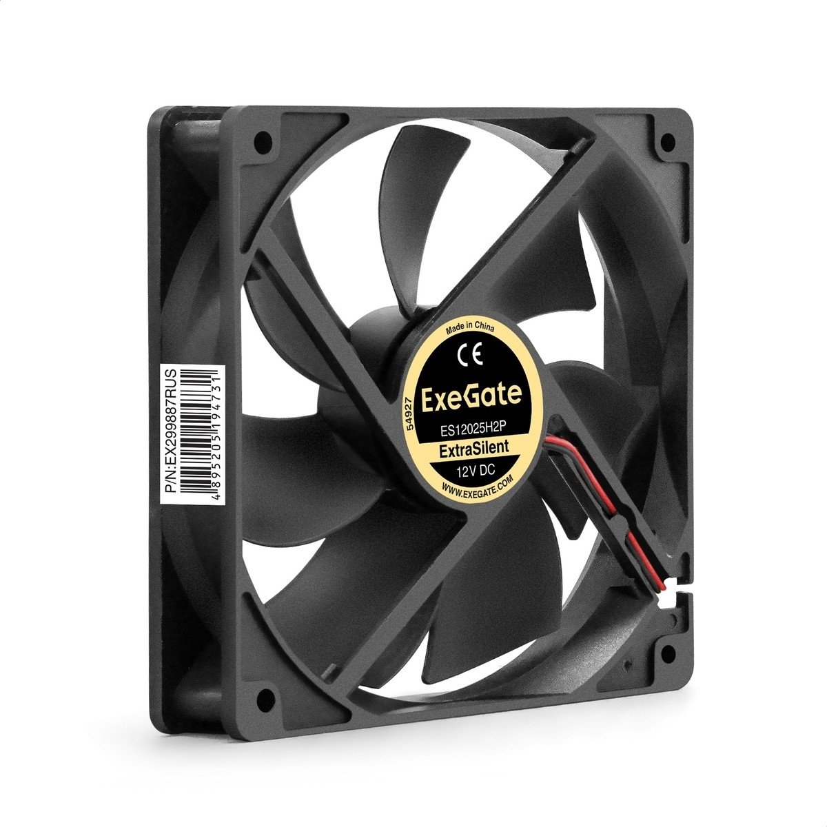 Exegate EX299887RUS Вентилятор 12В DC ExeGate ExtraSilent ES12025H2P (120x120x25 мм, Hydraulic bearing (гидродинамический), 2pin, 1300RPM, 22dBA)