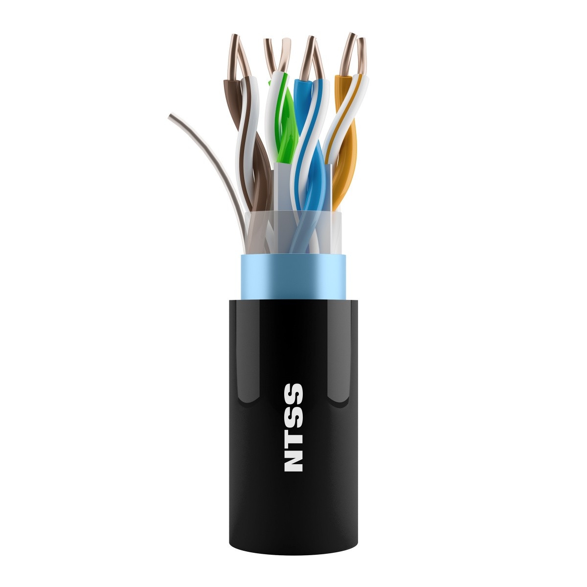 NTSS Кабель витая пара NTSS PREMIUM внешний одножильный F/UTP 4PR 23AWG CAT6 PE 305м черный, системная гарантия 25 лет NTSS-OUT-PM-FUTP4-6-PE-BL