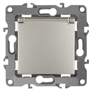 Эра Б0019330 12-2103-15 Розетка 2P+E Schuko со шторками с крышкой, 16АХ-250В, Эра12, перламутр