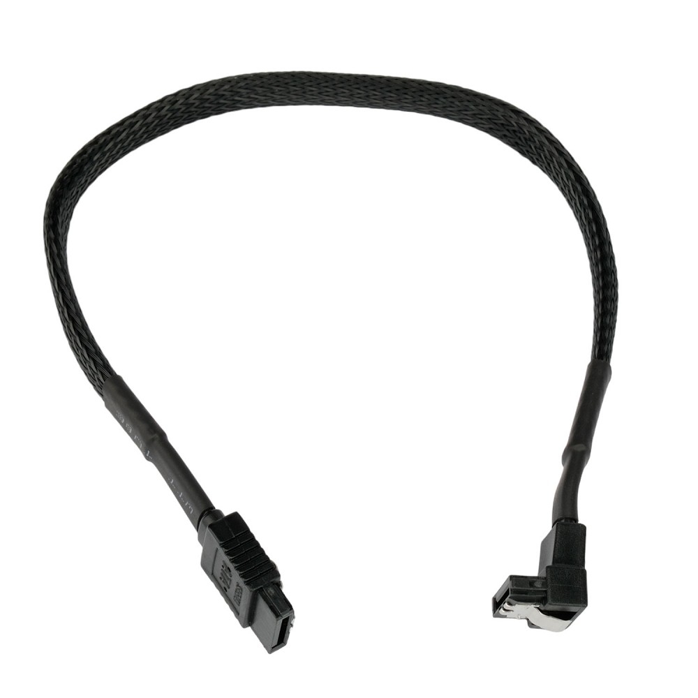 Cablexpert Кабель интерфейсный SATA Sata3 7pin / 7pin, 30см, угловой, защелка, оплетка, черный,пакет (CC-SATAM-DATA90-BLBR-30CM)