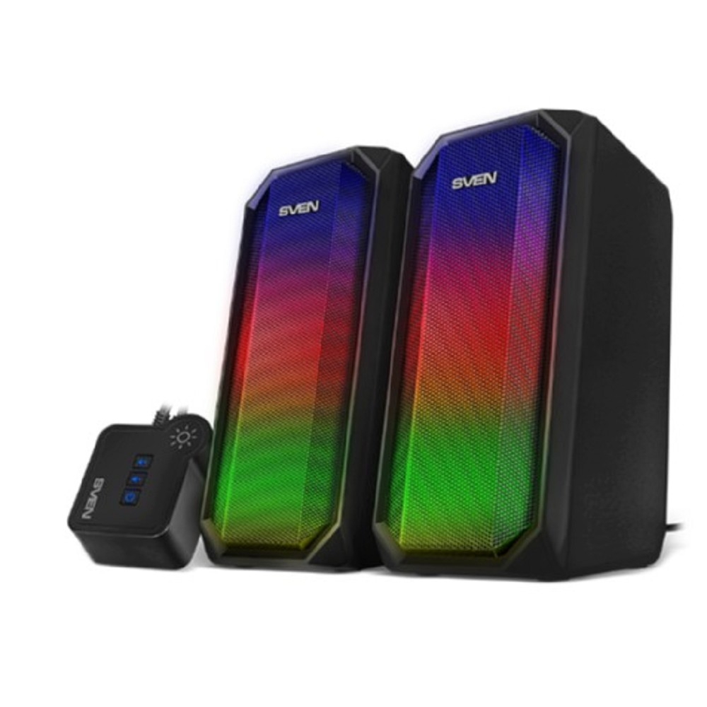 Компьютерная акустика 2.0 Sven 420 SV-020965 2*5 Вт(RMS), 80-20000 Гц, USB, BТ, подсветка, проводной ПУ, чёрная
