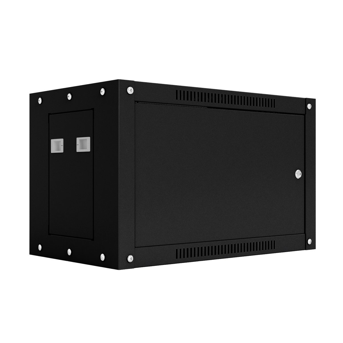 NTSS Шкаф настенный телекоммуникационный NTSS WS 9U 600х450х500мм, 2 профиля 19, дверь сплошная металл, боковые стенки съемные, разобранный, черный RAL 9005 NTSS-WSP9U6045FD-BL