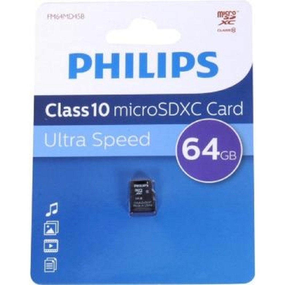 Micro SecureDigital 64GB Philips microSDHC Class 10
