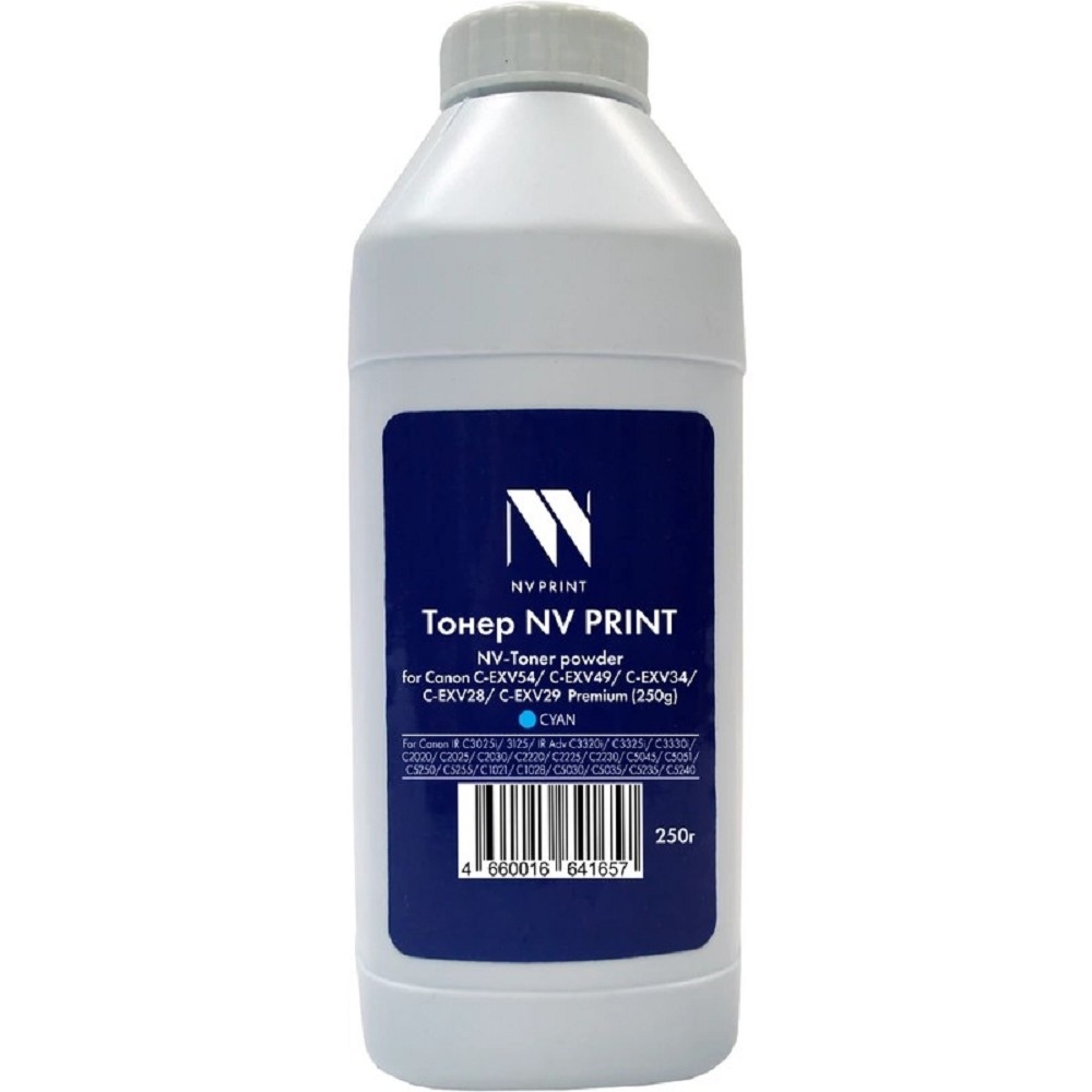 Тонер + девелопер NVPrint Canon C-EXV54, C-EXV49, C-EXV34, C-EXV28, C-EXV29 (250г) Cyan для IR C3025i, 3125, IR Adv C3320i, C3325i, C3330i, C2020, C2025, C2030, C2220, C2225, C2230, C5045, C5051, C5250, C5255, C1021, C1028, C5030, C5035, C5235, C5240 Premium