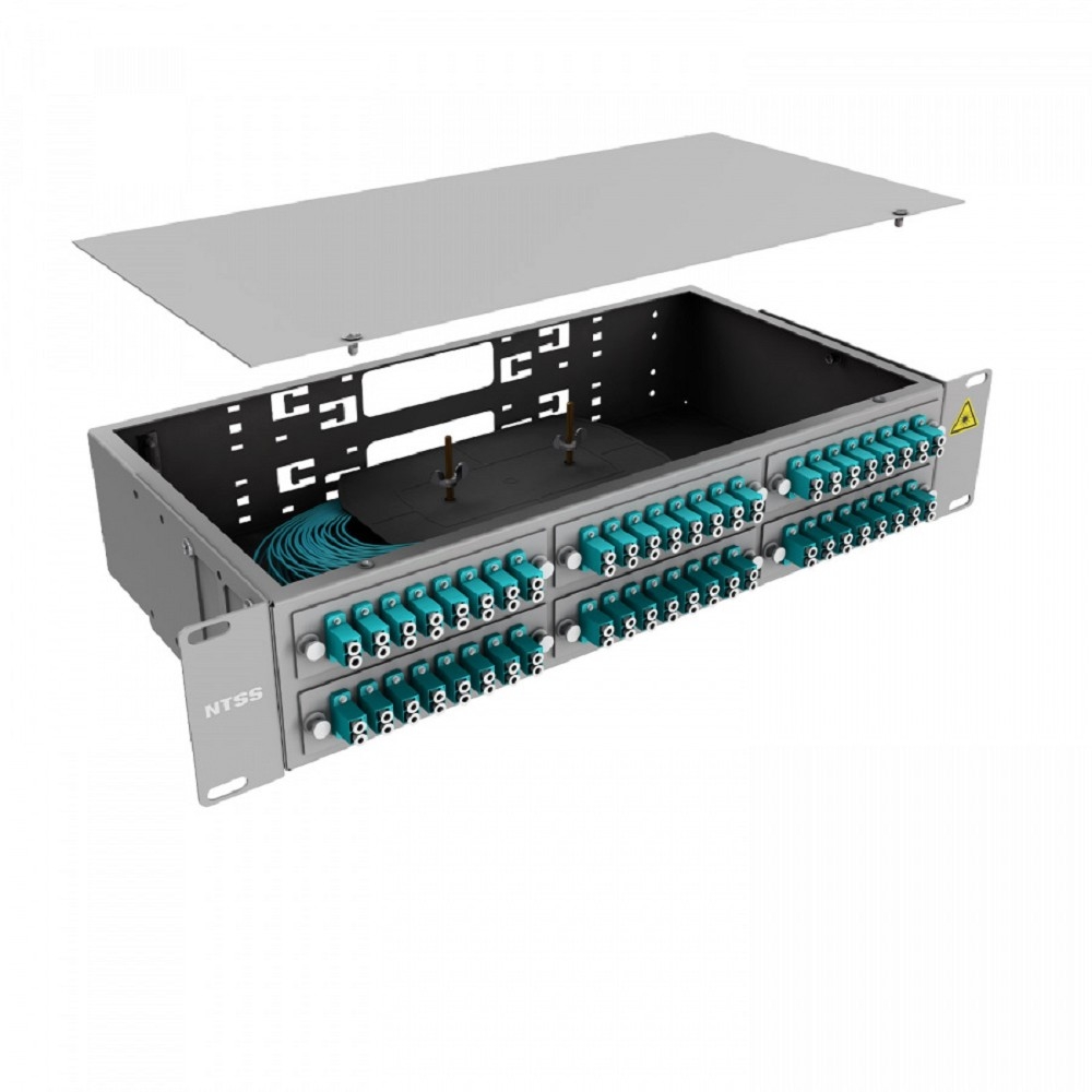 NTSS Кросс 19" NTSS PREMIUM, предсобранный 2U, 32 порта LC/UPC duplex, 50/125 мкм ОМ3, (розетки, сплайс 2шт, КДЗС, пигтейлы) NTSS-RFOB-PM-2U-32-2LC/U-503-SP1.5G1A