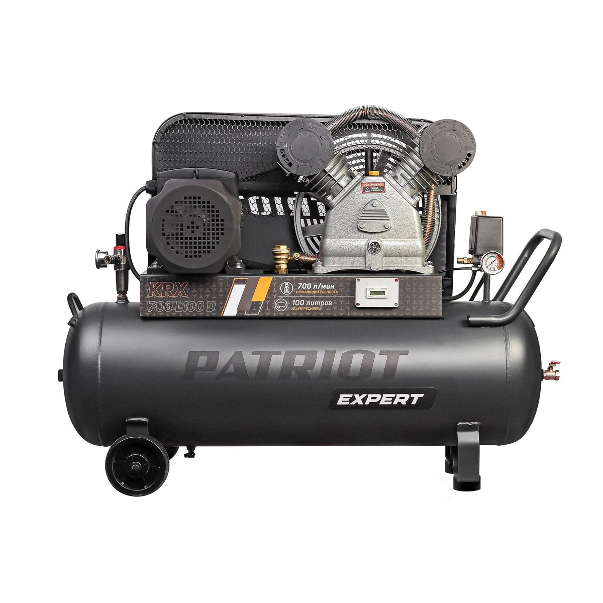 Компрессор PATRIOT KRX 700 L100 D [545302340] { поршневой, ременной, масляный, 700 л/мин, 100 л, 10 бар, 4 кВт, 400 В }