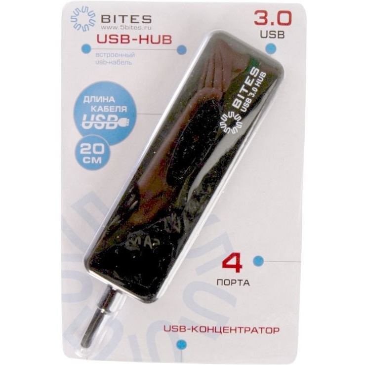 USB разветвитель 5bites HB34-310BK, 4xUSB 3.0, черный (HB34-310BK)