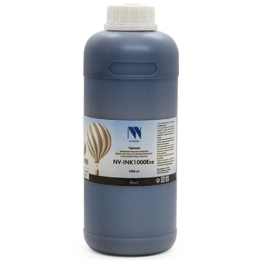 Чернила NVPrint экосольвентные NV-INK1000 черный Eco для аппаратов MIMAKI JV2/JV22/JV2/JV4/ROLAND RS640/FJ740/MUTOH 900C/1604/DX5 (1000ml) Китай