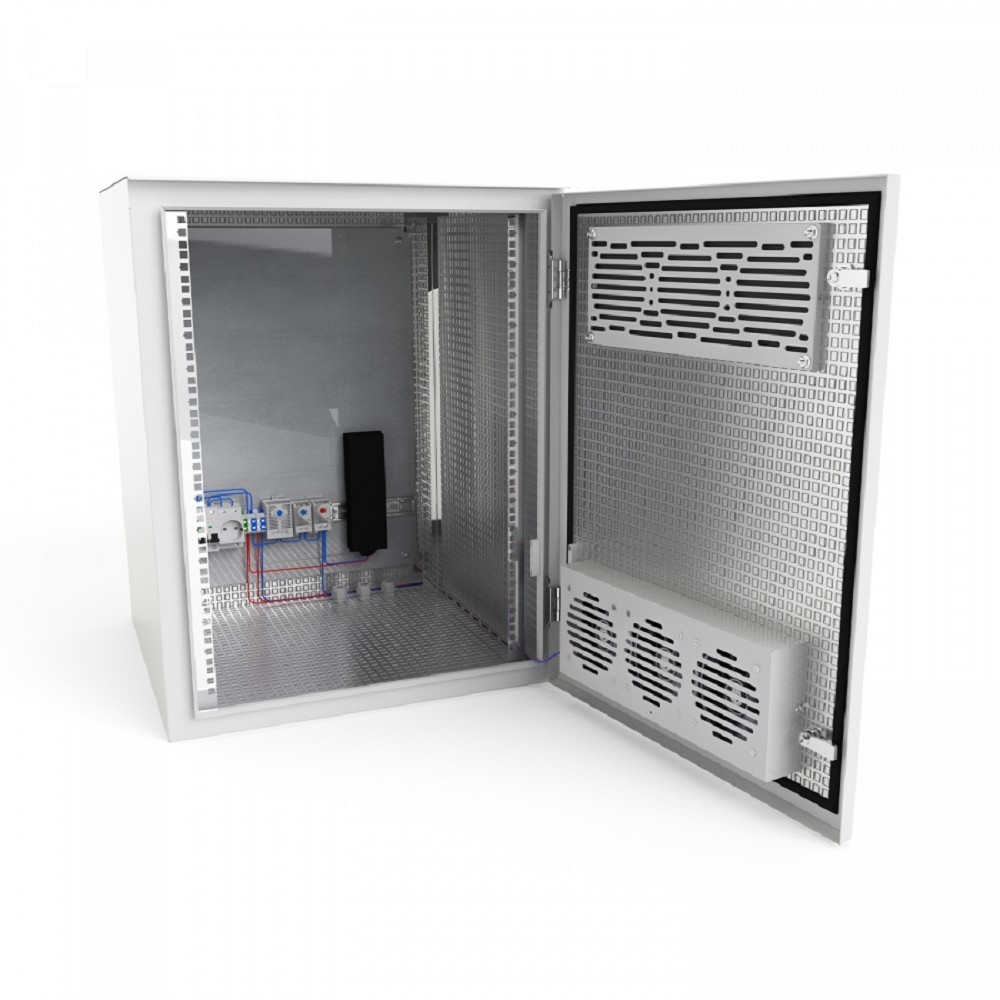 NTSS Шкаф настенный климатический NTSS WT 6U (ШхВхГ) 600x400x500 мм, 4 профиля 19, с обогревом 100W и вентиляцией, IP55, серый RAL 7035 NTSS-WT6U6050H100VIP55