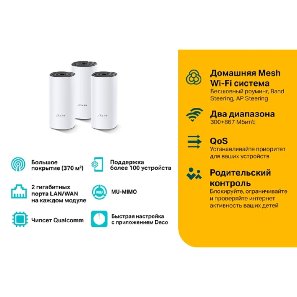 TP-Link Deco M4(3-pack) AC1200 Домашняя Mesh Wi-Fi система