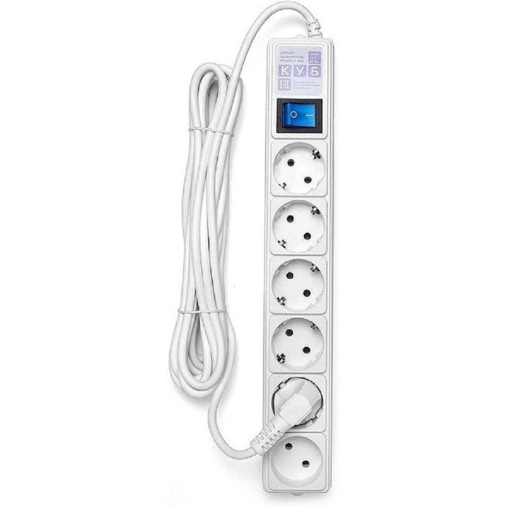 Power Cube Фильтр-удлинитель white (1,9 м, 6 розеток, 16А/3,5кВт) (SPG(5+1)-16B-1,9М) {ВЕРНЫЙ арт.1467774}