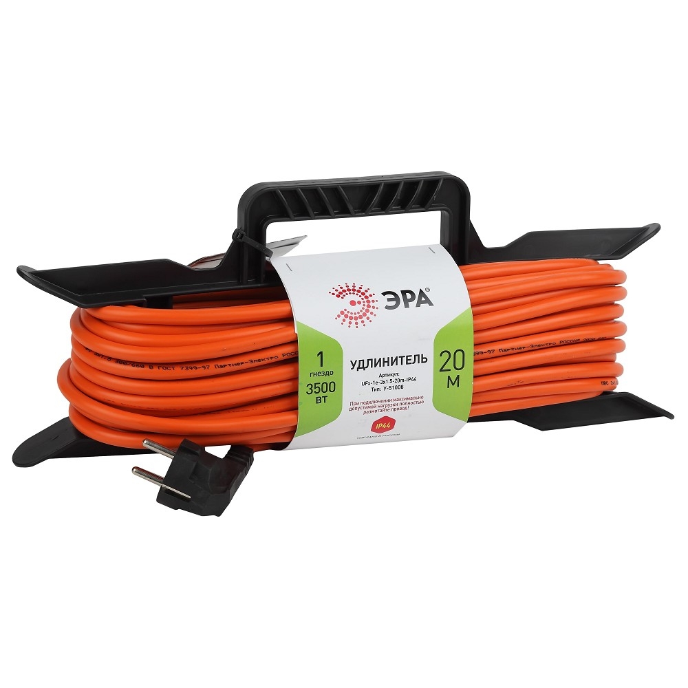 Удлинитель силовой ЭРА UFx-1e-3x1.5-20m-IP44 на рамке c/з 1 гн 20м ПВС 3x1.5 (5/120)