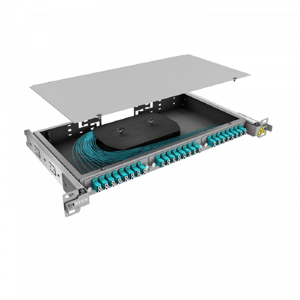 NTSS Кросс 19" NTSS PREMIUM выдвижной, предсобранный 1U, 24 порта LC/UPC duplex, 50/125 мкм ОМ3, (розетки, сплайс 2шт, КДЗС, пигтейлы) NTSS-RsFOB-PM-1U-24-2LC/U-503-SP1.5G1A