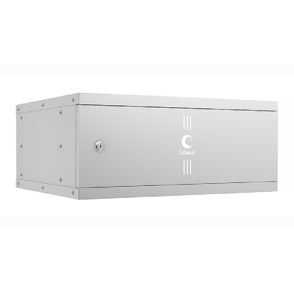 Настенный шкаф Cabeus - WSC-05D Light, 4U, глубина-450 мм, ширина-550 мм, металлическая дверь, съемные стенки, max-30кг, полезная глубина-340мм, IP20, цвет серый, WSC-05D-4U55/45m