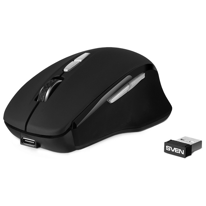 SVEN Мышь беспроводная RX-590SW чрн. (бесш. кл., Bluetooth, 2,4GHz, 6+1кл., ST, 800-1600DPI, блист.)