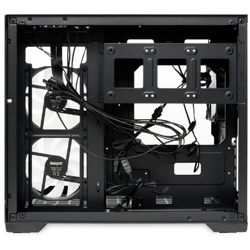 Case HSPD F330, Panoramic Mini-tower, Black, TG, 0.5 SPCC, 3x120mm ARGB (FN027) mATX, mITX 160/400/200mm 1x2.5", 2x3.5", 4xPCI 1xUSB-C 3.0, 2xUSB-A1.0 428x280x375mm