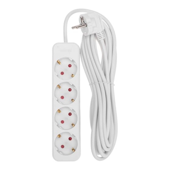 Rexant  13-4027 Удлинитель STANDARD 4 гнезда, 5м, 3х1,0мм?, с/з, белый 