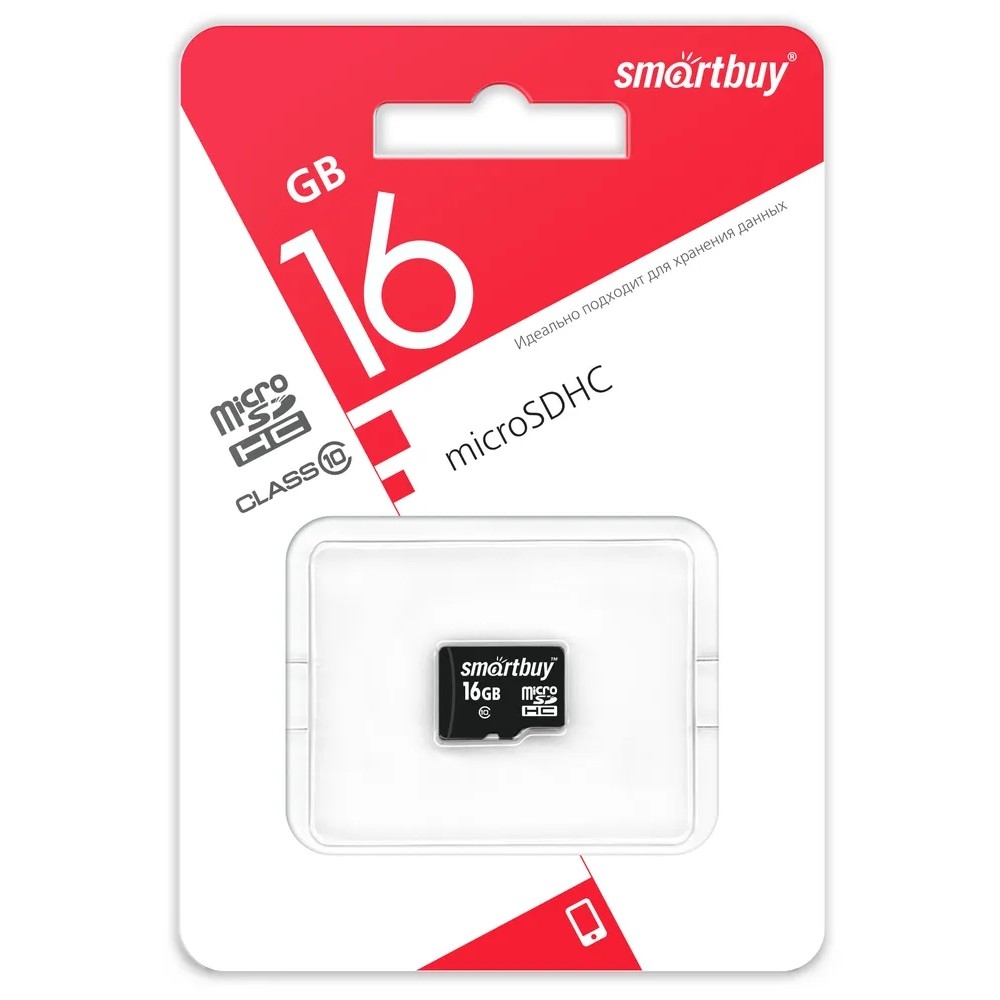 Micro SecureDigital 16GB Smartbuy  Class 10 (без адаптеров) LE SB16GBSDCL10-00LE 