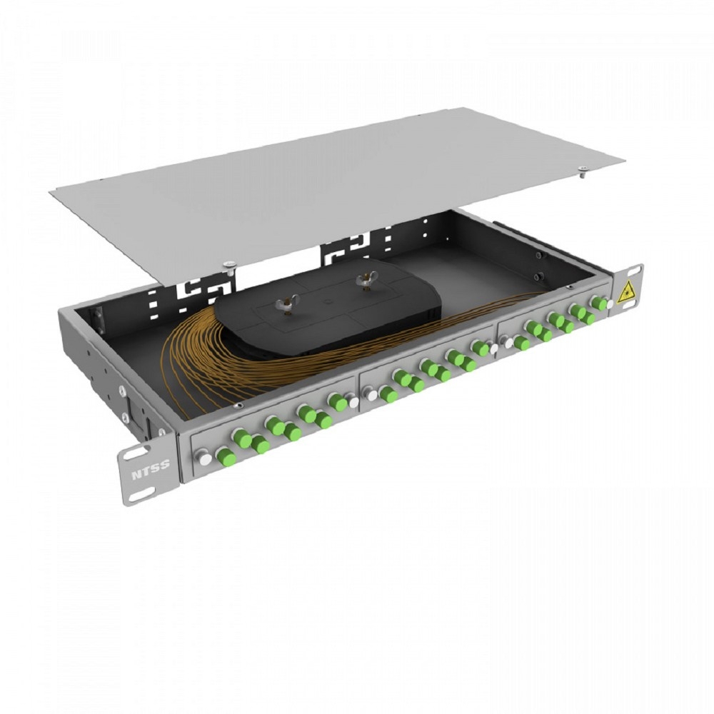 NTSS Кросс 19" NTSS PREMIUM, предсобранный 1U, 20 портов FC/APC, 9/125 мкм, (сплайс, пигтейлы, кдзс, планки, адаптеры) NTSS-RFOB-PM-1U-20-FC/A-9-SP1.5G2A